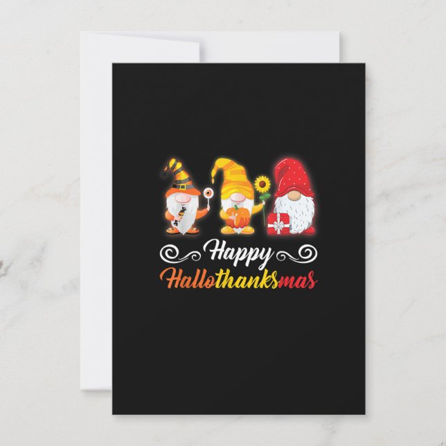 Invitation Happy HalloThanksMas Gnomes Halloween Thanksgiving (Devant)