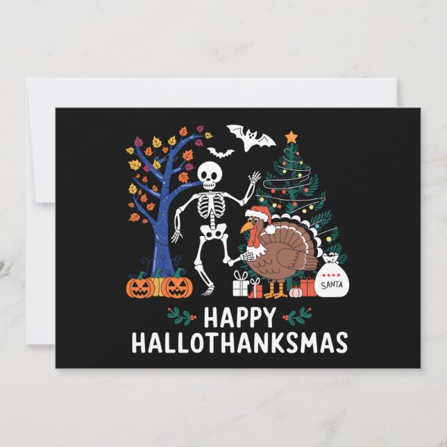 Invitation Happy Hallothanksmas Saison de Fêtes Chute cadeau (Devant)