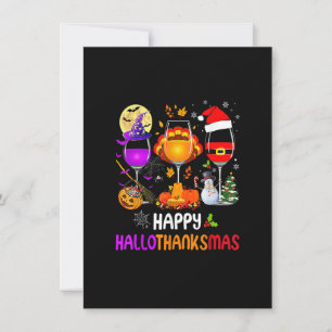 Invitation Happy Hallothanksmas Wine Glasses Halloween Thanks