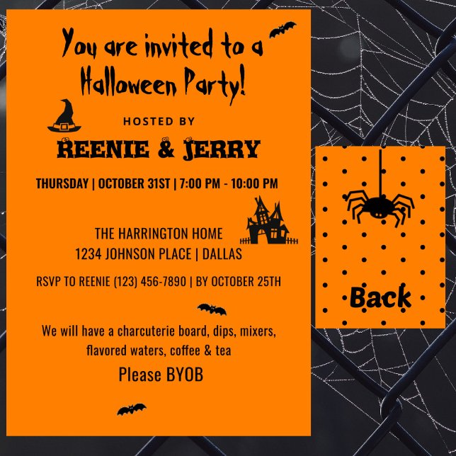 Invitation Happy Halloween Black & Orange Halloween Party (Créateur téléchargé)