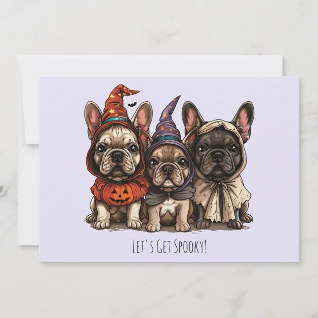 Invitation Happy Halloween Bulldogs français (Devant)