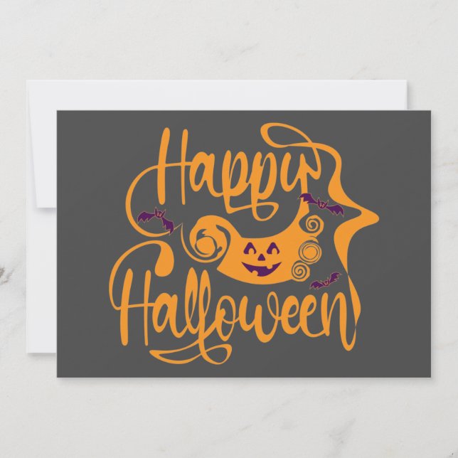 Invitation Happy Halloween chauves-souris Jack-o'-lantern (Devant)