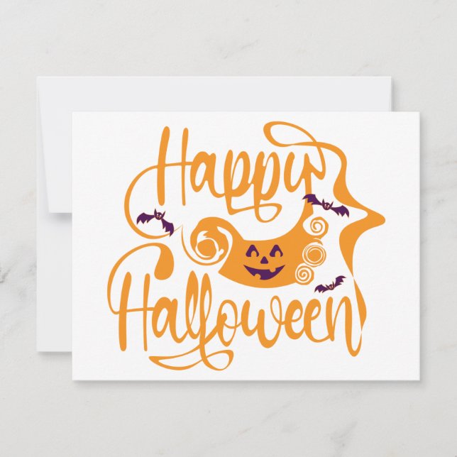 Invitation Happy Halloween chauves-souris Jack-o'-lantern (Devant)