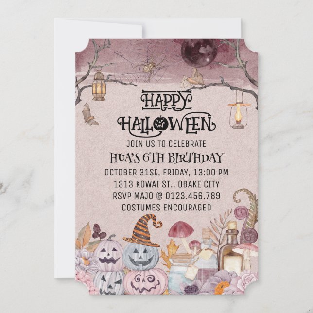 Invitation Happy Halloween Éffrayant Anniversaire Fête Invita (Devant)