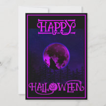 Happy Halloween Howling Chien Purple Moon