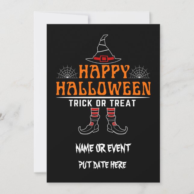 Invitation happy halloween trick ou traiter éditable (Devant)