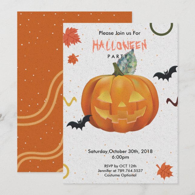 Invitation happy Halloween tricoté ou gâter (Devant / Derrière)