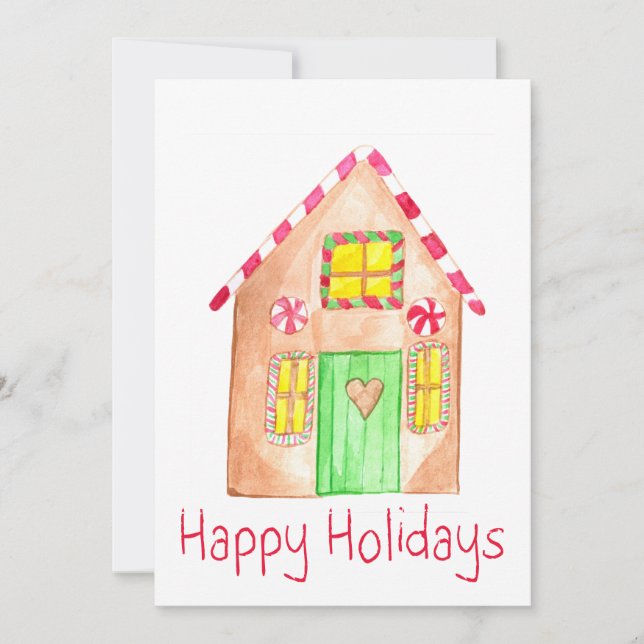 Invitation Happy Holidays Gingerbread house (Devant)