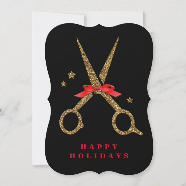 Invitation Happy Holidays - Golden parties scintillant Hair S (Devant)