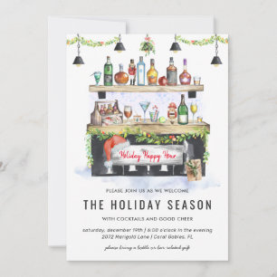 Invitation Happy Hour de Fêtes Soirée Cocktail de Noël