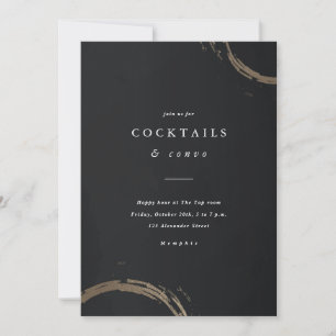 Invitation Happy Hour élégant noir et or