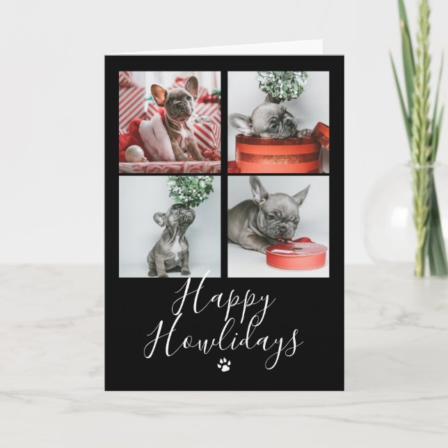 Invitation Happy Howlidays Photo Collage Dog Christmas Card (Devant)