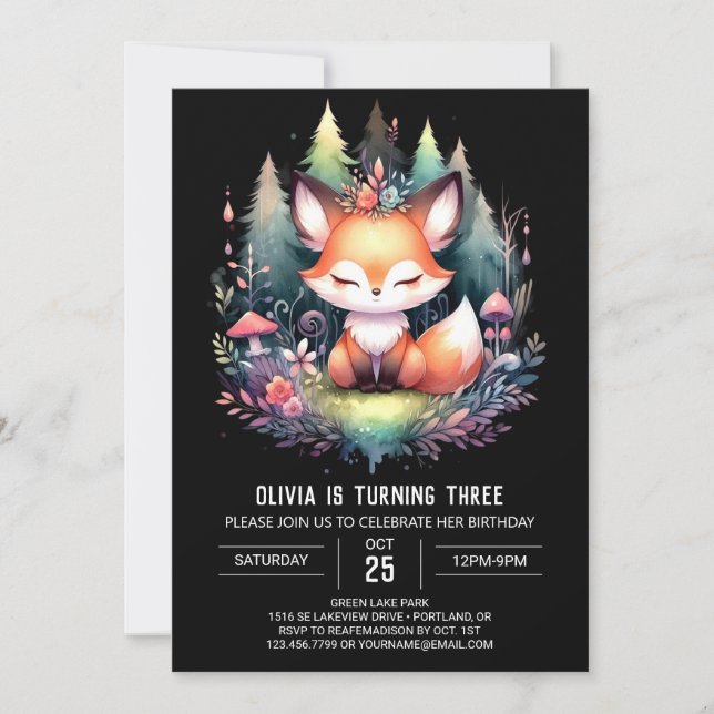Invitation Happy Imaginaire Fox Anniversaire numérique (Devant)