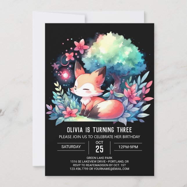 Invitation Happy Imaginaire Fox Anniversaire numérique (Devant)
