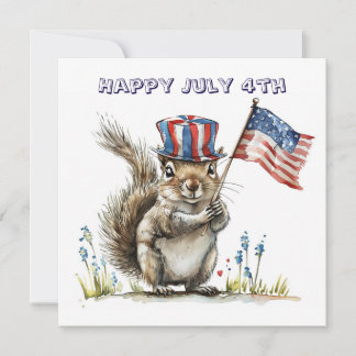 Invitation Happy July 4th squirrel