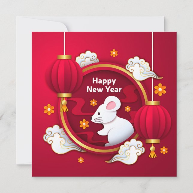 Invitation Happy New Year - Year of the Rat (Devant)