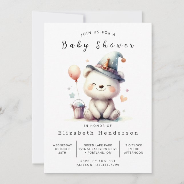 Invitation Happy Online Bear Baby shower (Devant)