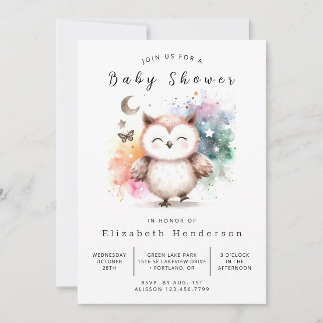 Invitation Happy Online Owl Baby shower (Devant)
