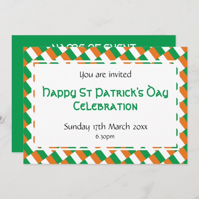 Invitation HAPPY ST PATRICK'S DAY Event Celebration (Devant / Derrière)