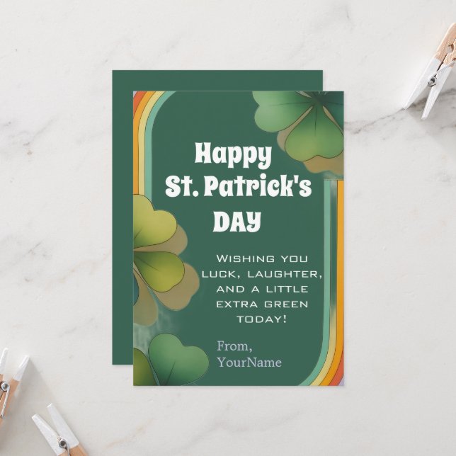 Invitation Happy St. Patrick's Day Shamrock Greeting Card (Devant/Arrière en situation)