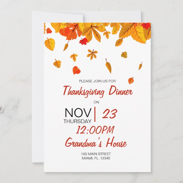 Invitation Happy Thanksgiving (Devant)