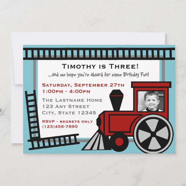 Invitation Happy Tracks Railroad Invitation/ Red (Devant)