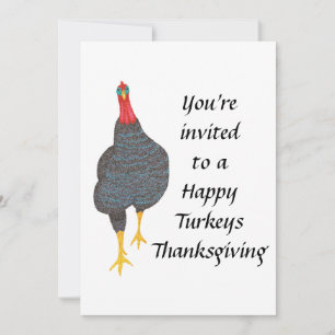 Invitation Happy Turkeys Vegetarian Vegan Thanksgiving Invita