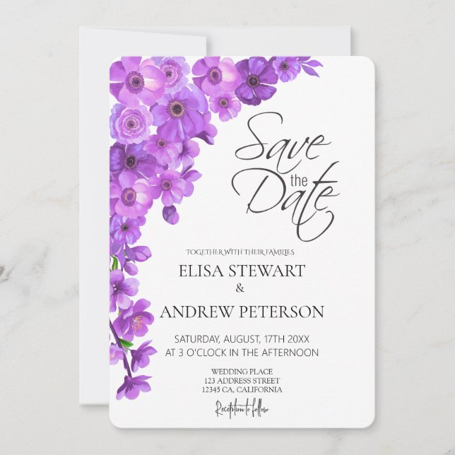 Invitation Happy Wedding Romantic Floral Wedding (Devant)