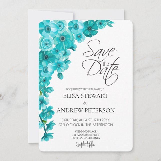 Invitation Happy Wedding Romantic Floral Wedding (Devant)