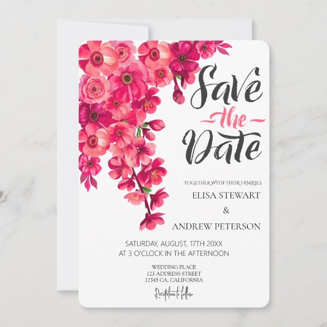 Invitation Happy Wedding Romantic Floral Wedding (Devant)