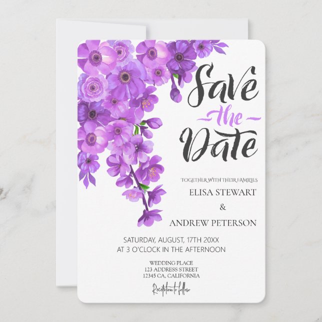 Invitation Happy Wedding Romantic Floral Wedding (Devant)