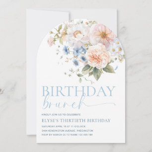 Invitation Hargrove Blue Floral Anniversaire Brunch Arch