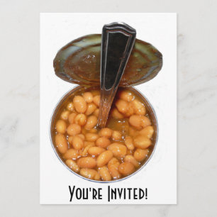 Invitation Haricots cuits au four dans la boîte en fer blanc