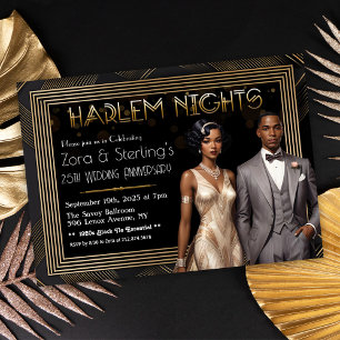 Invitation Harlem Nights Mariage afro-américain Anniversaire