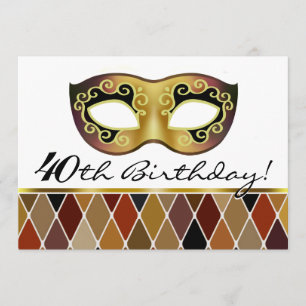 Invitation Harlequin Masquerade 40e anniversaire (taupe)