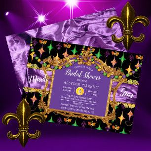 Invitation Harlequins Fleur de Lis Mardi Gras Fête des mariée