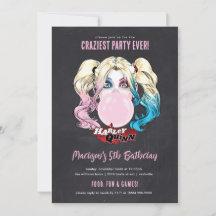 Harley Quinn Girls Chalkboard Anniversaire