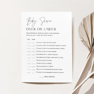 Invitation HARLOW Baby Over or Under Baby shower Game Card