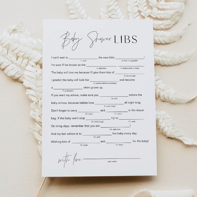 Invitation HARLOW Baby shower Libs Remplir dans le jeu vide 5 (Créateur téléchargé)