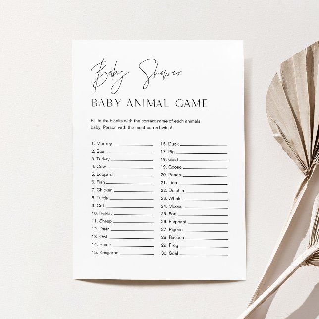 Invitation HARLOW Bébé animal minimaliste Baby shower jeu (Créateur téléchargé)