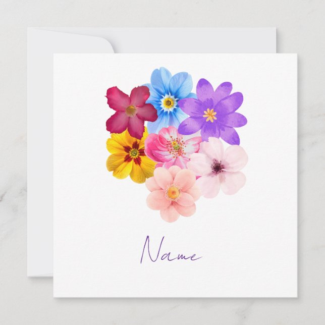 Invitation Harmonie de printemps - Bouquet de fleurs mixtes à (Devant)