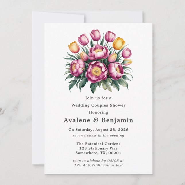 Invitation Harmonie florale vibrante Mariage Couples Douche (Devant)