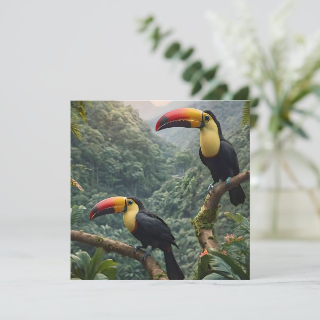 Invitation Harmonie Tropicale : Deux Toucan dans la Canopée, (Debout devant)