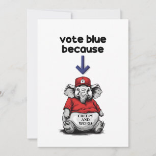 Invitation Harris/Walz, vote bleu, éléphant bizarre, élection