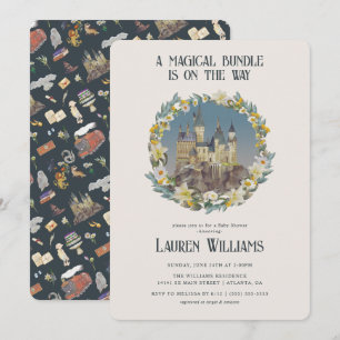 Invitation Harry Potter Baby shower de château magique Hogw