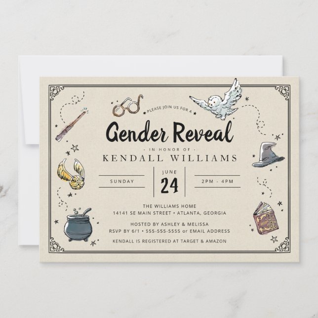 Invitation Harry Potter | Baby shower de révélation de genre (Devant)