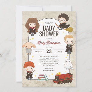 Invitation Harry Potter Caractère Baby shower magique