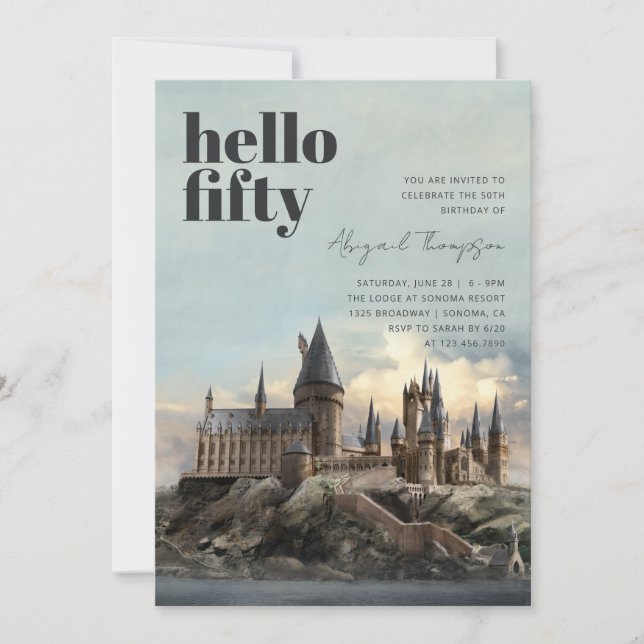 Invitation Harry Potter | Château de Hogwarts 50e anniversair (Devant)