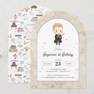 Invitation Harry Potter | Chibi Draco Malfoy Magicien Anniver