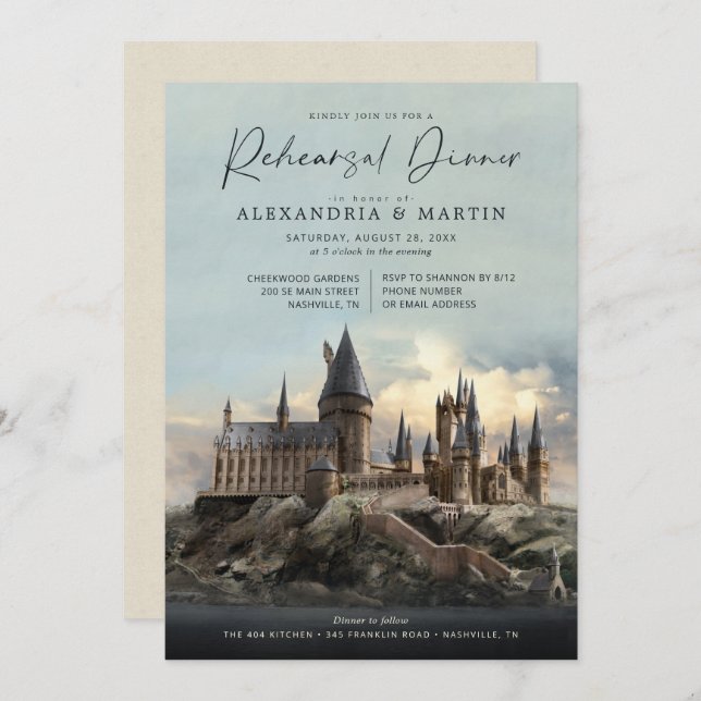 Invitation Harry Potter | Dîner de répétition du château de H (Devant / Derrière)